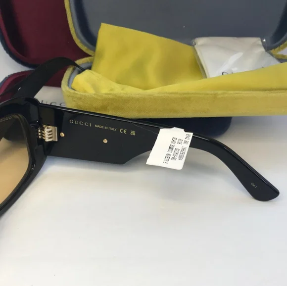 New 💯 Original Gucci Yellow Square Unisex Sunglasses GG1251S 001 - Picture 16 of 17